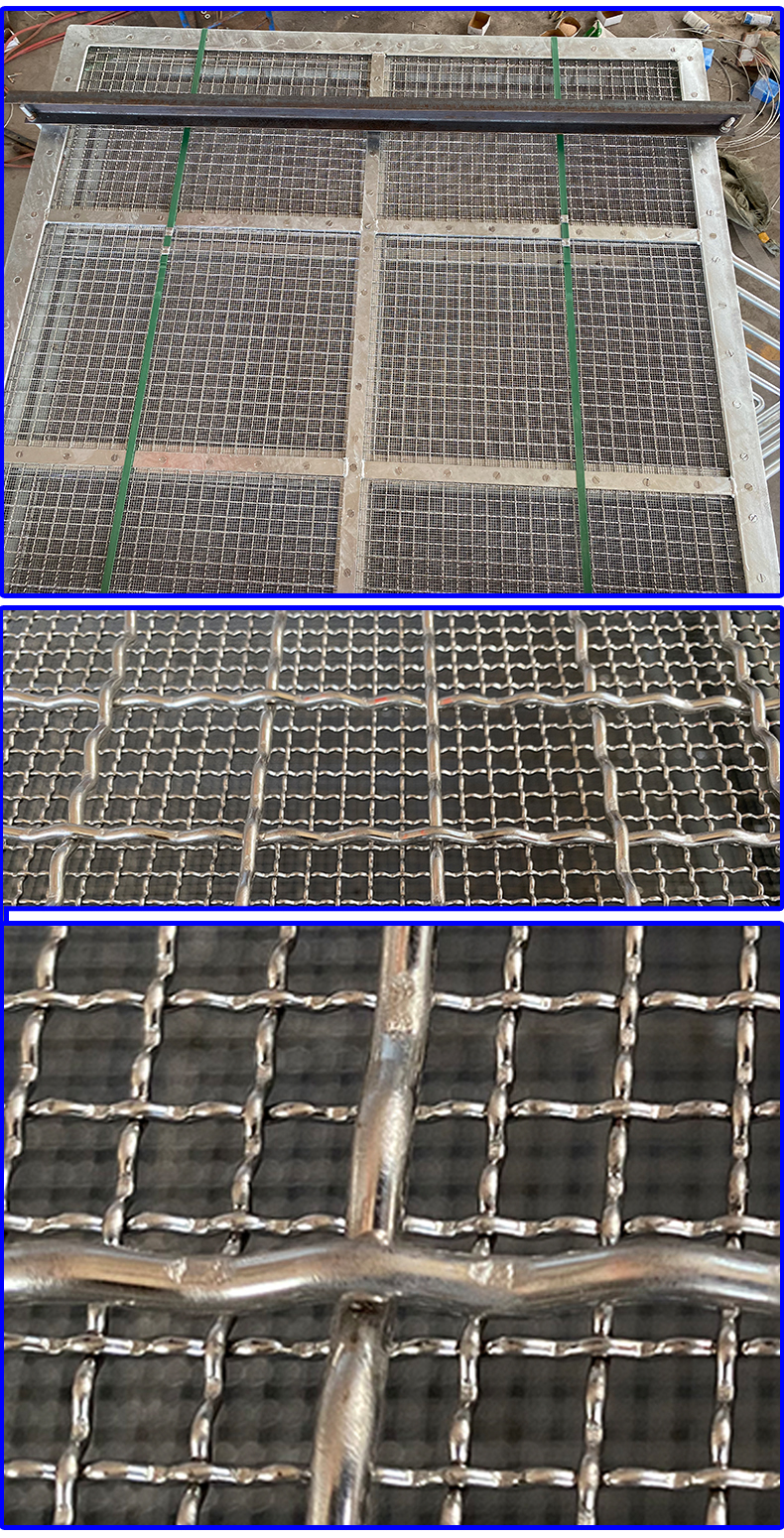 Flat grid grille and lifting bracket for blocking sewage in river channels, cleaning and filtering of sewage, stainless steel mesh 90S503