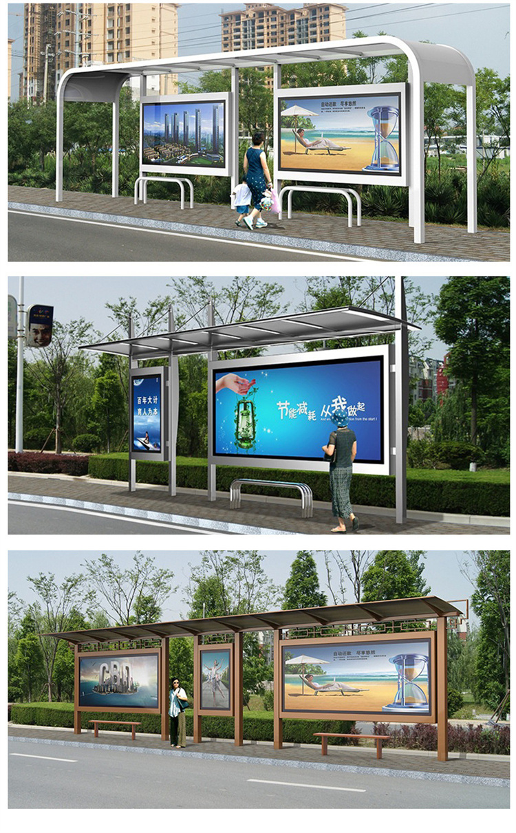 Bus shelter manufacturers produce simple bus stops in towns, scenic spots, and antique bus stops in cities