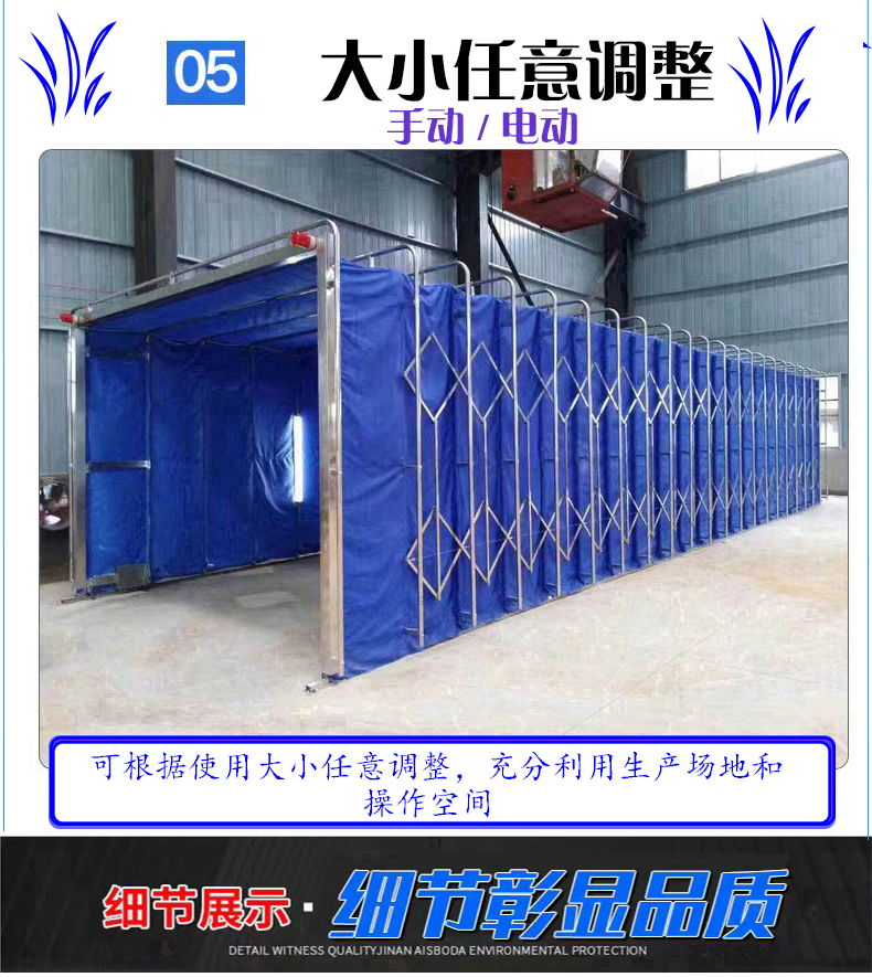 Paint baking room, spray coating, polishing, casting, folding, dry and wet dual track, large mobile telescopic room for automotive furniture