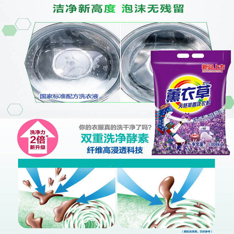 Laundry powder factory, home decoration, 1kg soap powder factory, wholesale, low foam lavender long-lasting laundry detergent