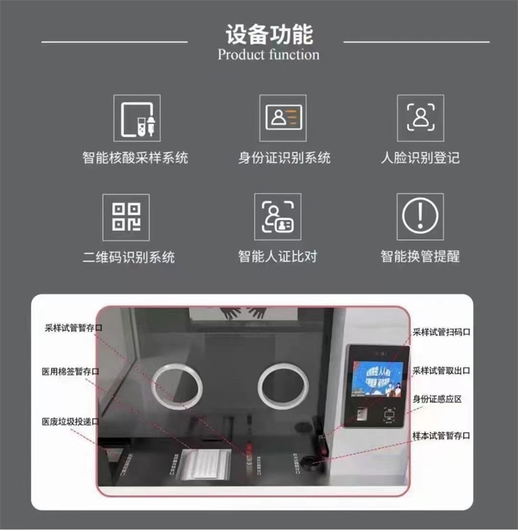 Customized mobile intelligent Nucleic acid test kiosk Single and double person detection kiosk Positive pressure disinfection and sterilization Anti penetration and anti rain leakage