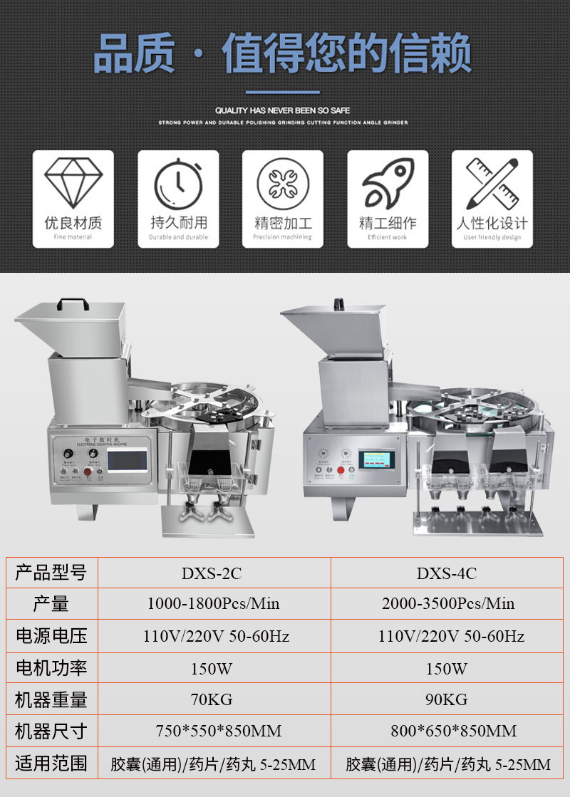 Xiangming DXS-2C4C fully automatic electronic counting machine capsule pill tablet intelligent counting and bottling machine counting machine