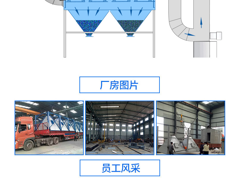 Manufacturing and installation of dust removal equipment on the top of cement ash silo and dust collection bag dust collector at the bottom of the silo