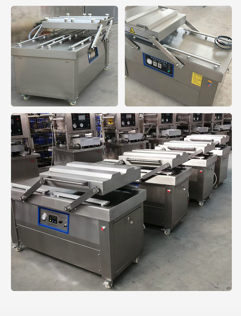 Roasted chicken double room Vacuum packing Roasted duck full-automatic continuous sealing machine Swing cover vacuum pumping