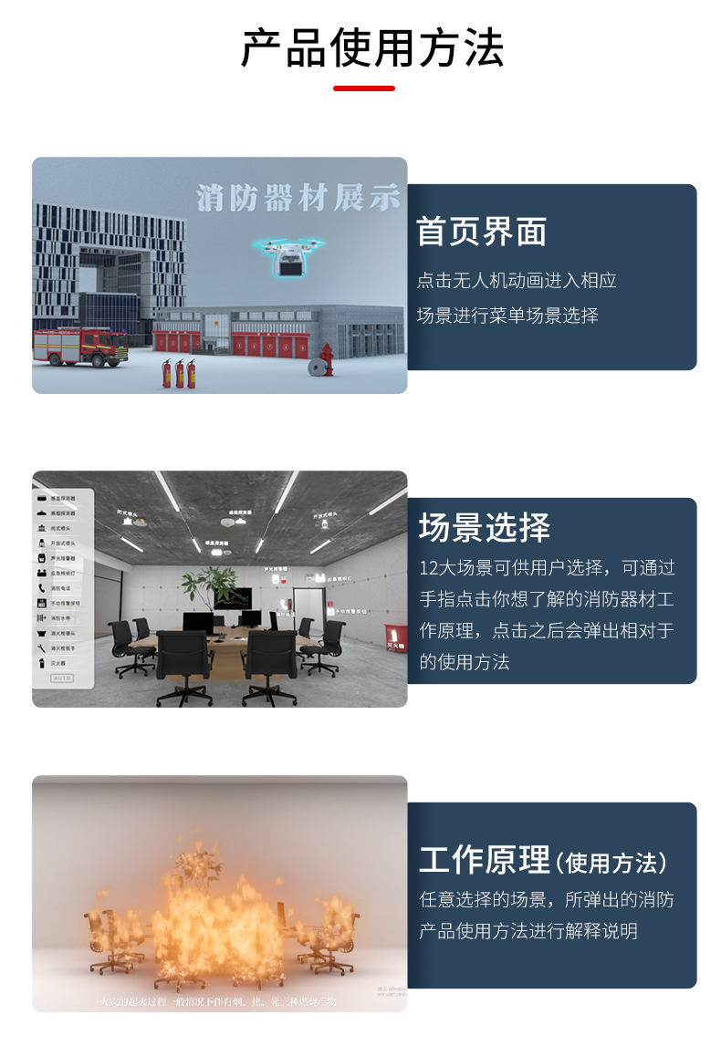 VR Fire Safety Experience Hall Electronic Fire Equipment Display System Intelligent Fire Equipment Display