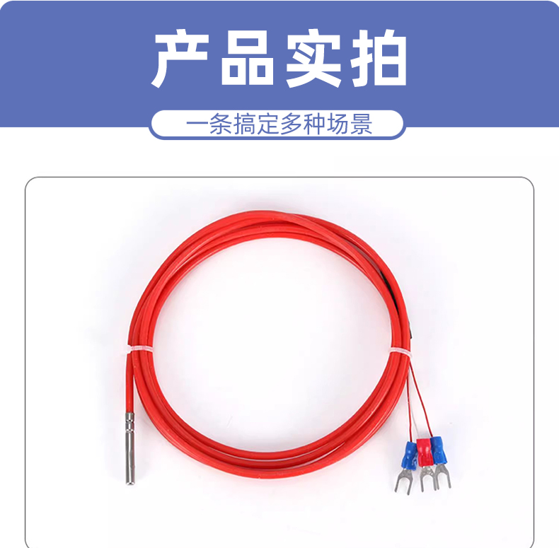 Roll sealed silicone wire Pt100 temperature sensor waterproof and oil proof temperature sensor, light rod platinum thermistor/thermocouple