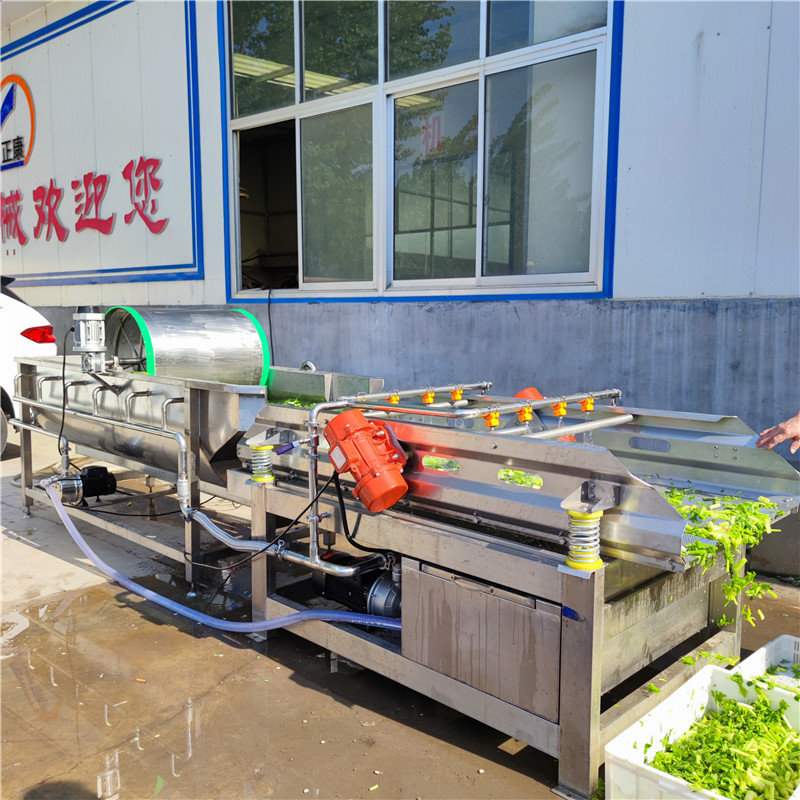 Vegetable eddy current cleaning machine, complete equipment for vegetable cleaning and processing, prefabricated vegetable cleaning, vibration and water removal equipment, Zhengkang