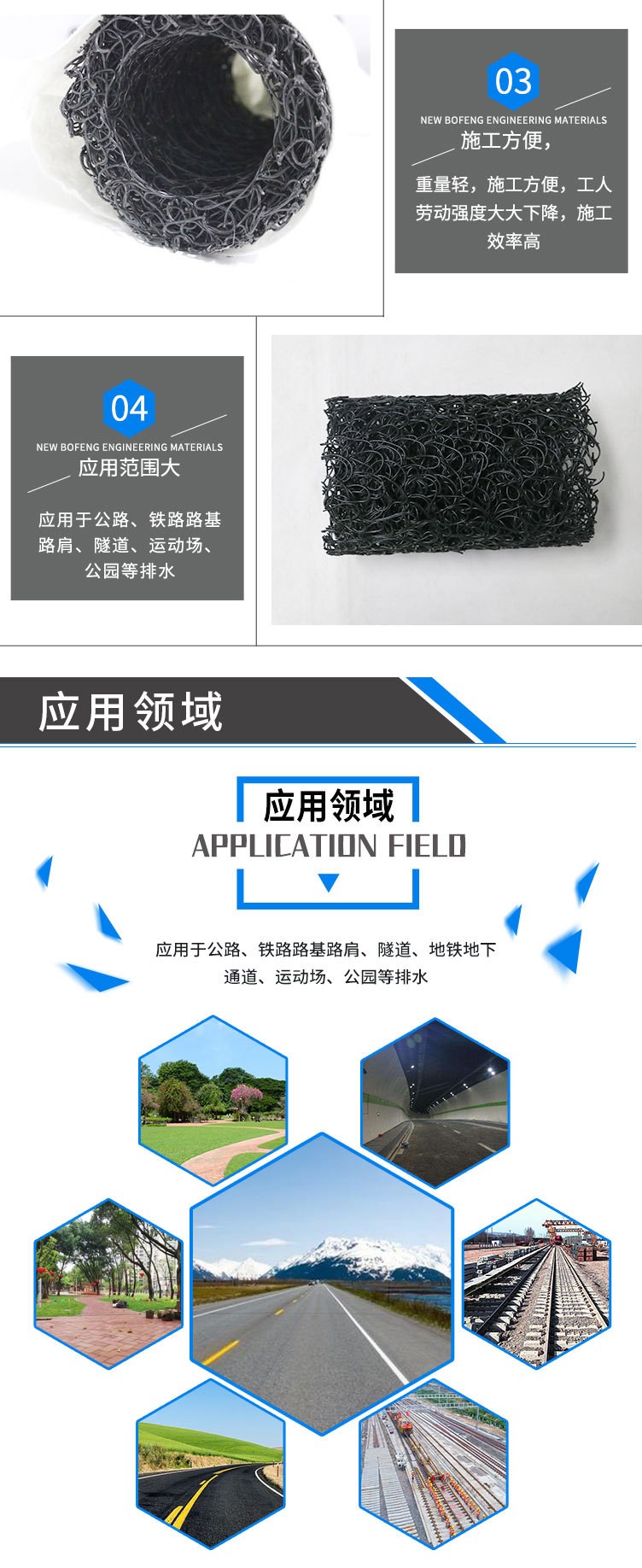 Polypropylene PP plastic blind ditch circular rectangular tunnel drainage pipe garden green subway drainage blind pipe constant expansion