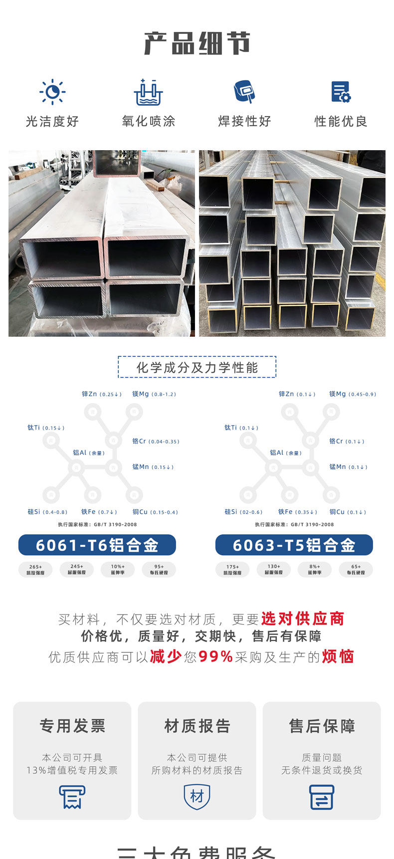 60 * 2 aluminum alloy tube 6061T5 aluminum square tube spot 6063T5. 100 * 100 * 3 aluminum square tube wholesale and retail