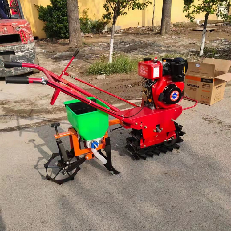 Handheld crawler micro tiller, furrowing, fertilizing, hoeing machine, field furrowing, soil plowing, and loosening machine