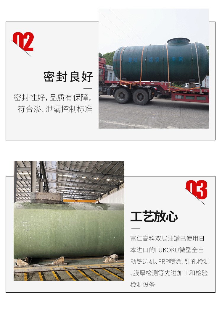 Haosheng SF/FF/SS technology steel Tempered glass fiber double-layer oil tank