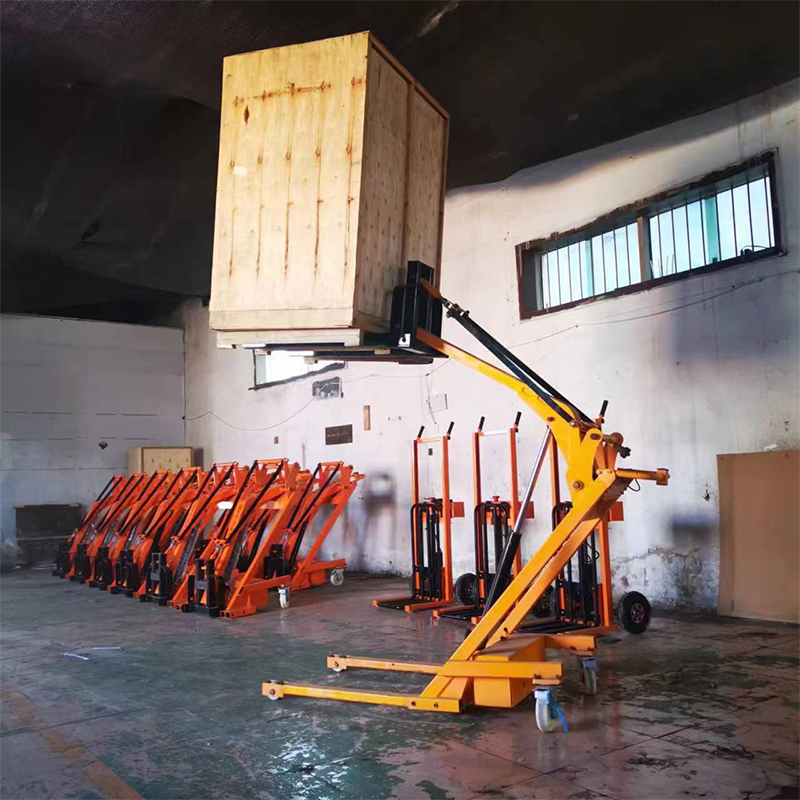 Curved arm portable loading and unloading truck, small electric hydraulic handling truck, electric forklift, hand push mobile lifting truck