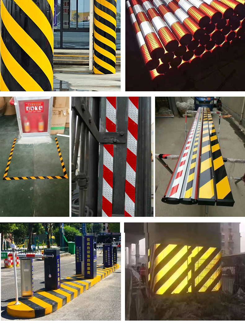 Clear inventory of reflective stickers, printed lettering, outdoor road signs, warning reflective films, scraps, stock black and yellow reflective tapes