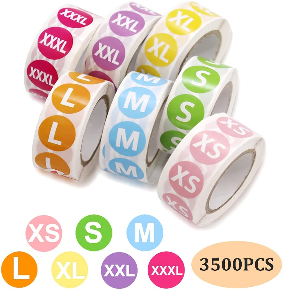 Clothing sizes sticker HD Color printing PE number sticker high viscosity removable