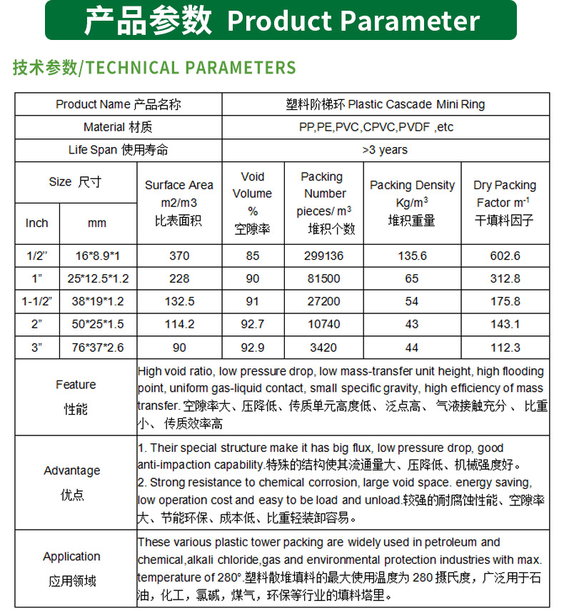 Plastic stepped ring packing polypropylene material for sewage treatment cooling tower washing tower