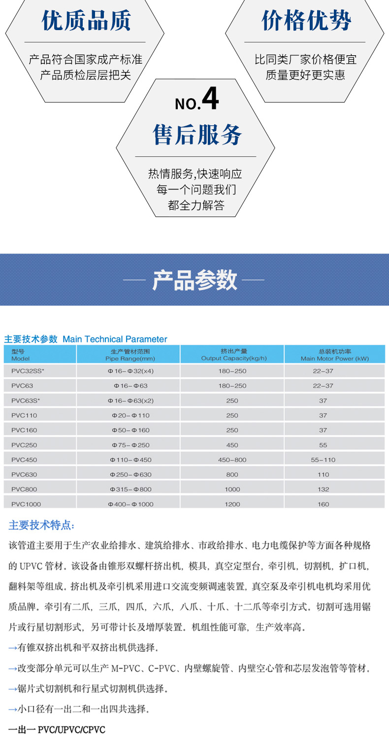 PVC one out two pipe production line stainless steel water supply and drainage plastic pipe double screw extrusion mechanical equipment