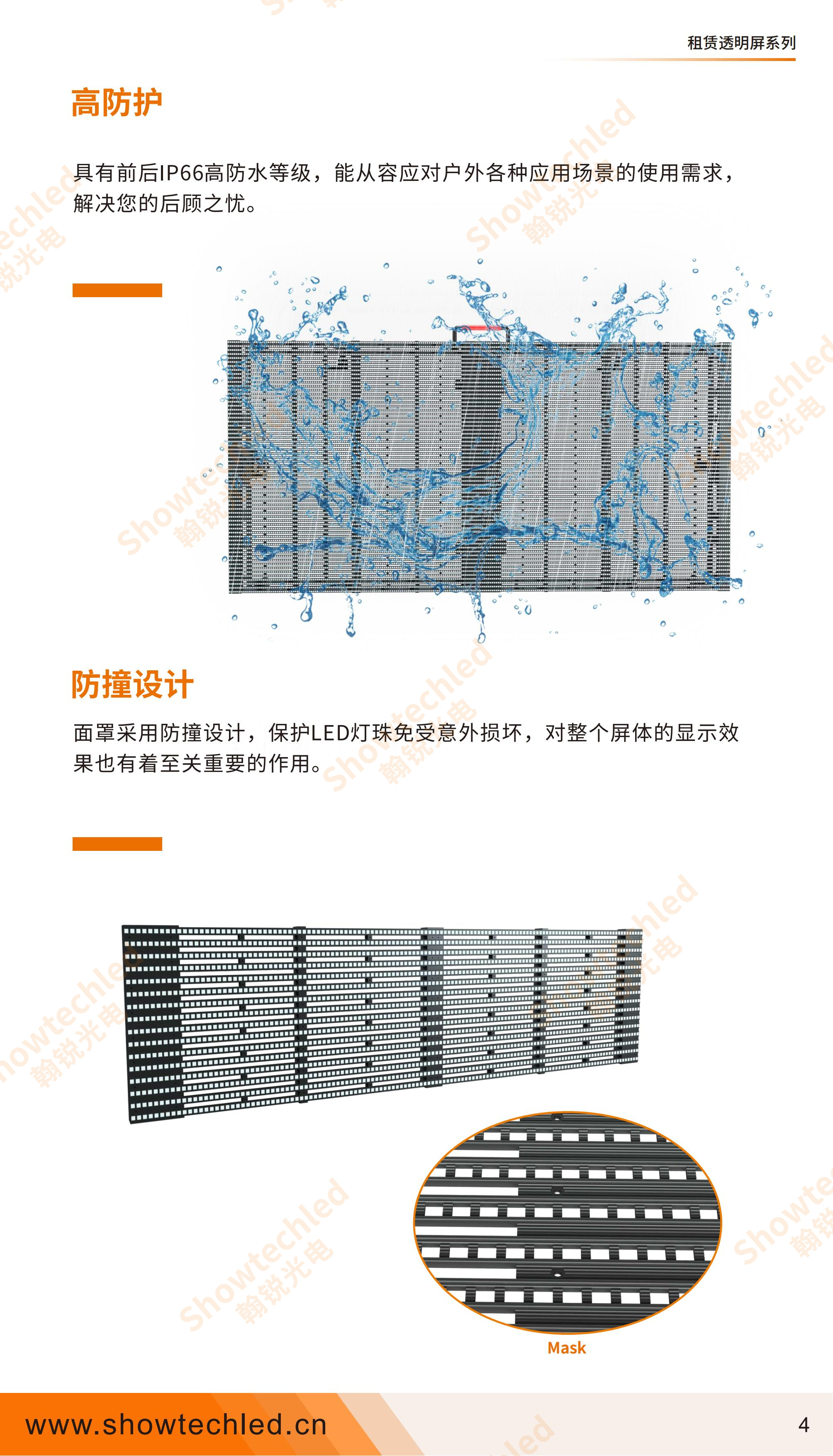 Ice screen, transparent screen, waterproof IP66, indoor and outdoor universal activity rental, ventilation, light transmittance, brightness 5000, source manufacturer