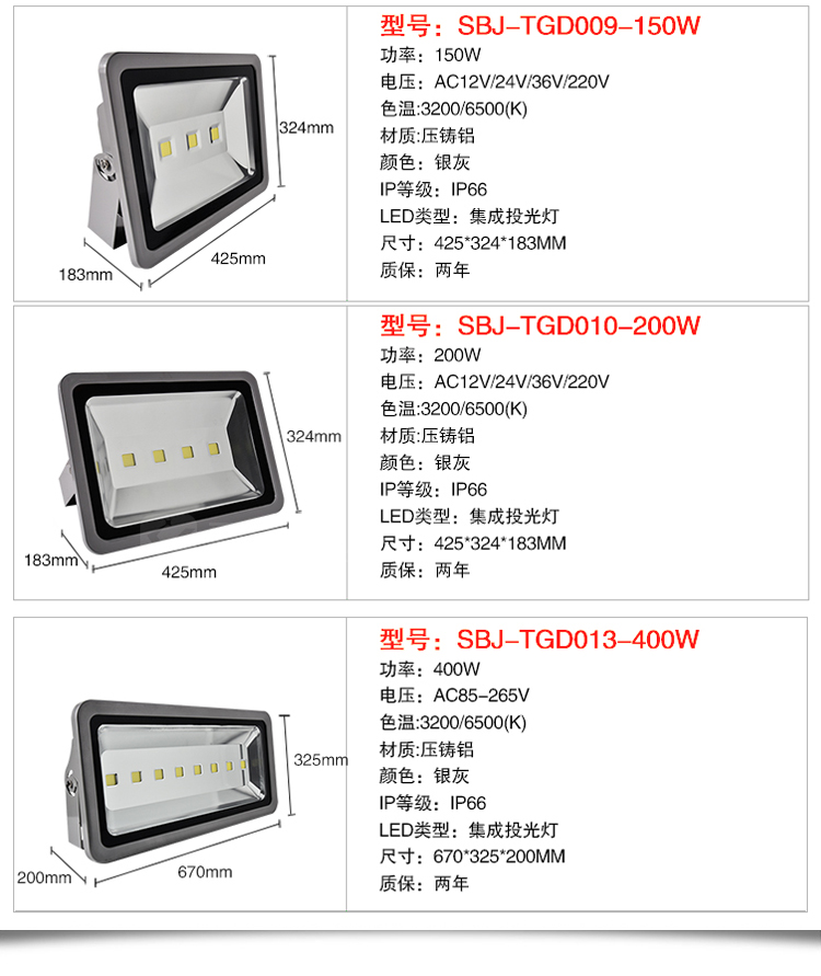 Lei Xing Lighting Manufacturer sells LED integrated floodlight LX-FGD-010 for outdoor waterproof ships