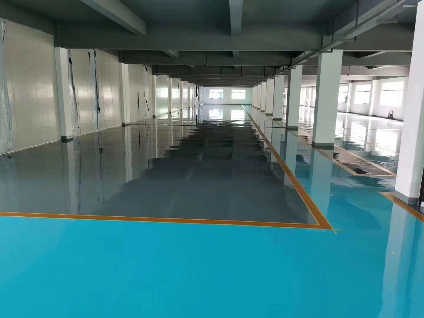 Double source floor paint, epoxy floor paint, construction package, labor package, moisture-proof material, suitable for factory workshop floor construction