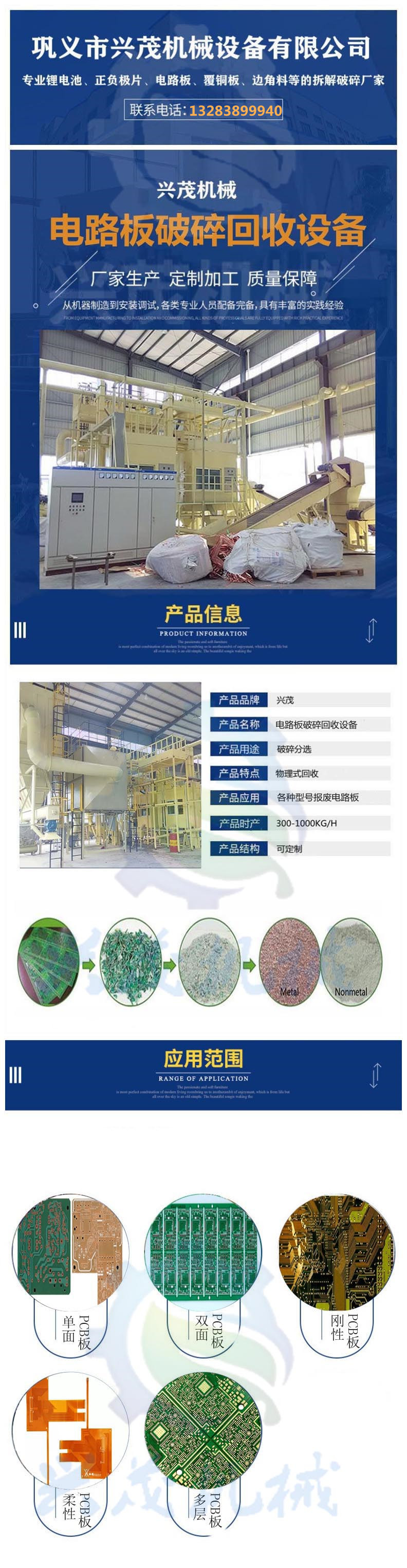 Waste circuit board recycling production line circuit board processing crusher Xingmao Machinery copper clad plate crushing equipment