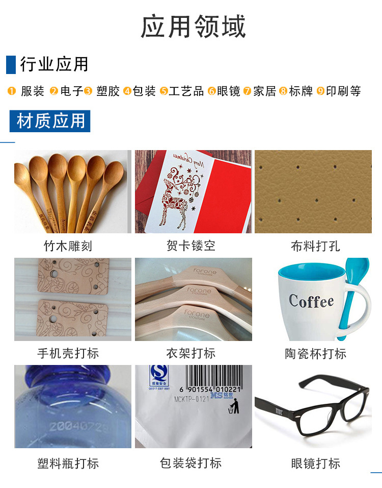 Leather, wood, laser engraving, packaging box, plastic material, laser marking, engraving, textile fabric, laser engraving