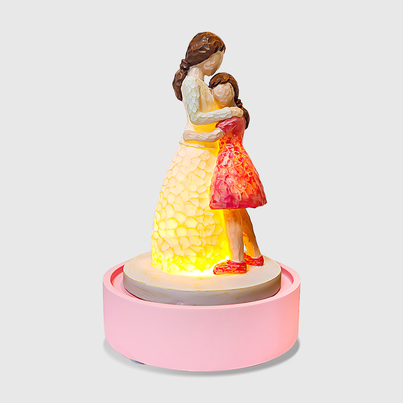 Mother's Day Gift LED Lamp Embrace Mother Daughter Resin Decoration Day Gift Customized Gift by Enterprises