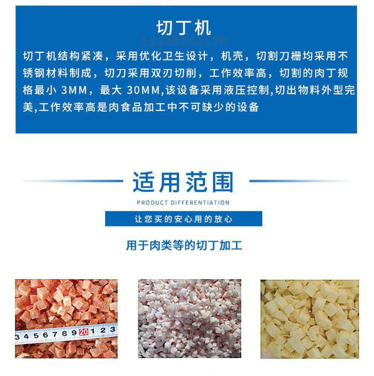 Fully automatic meat dicer, bun filling, meat mincer, micro frozen meat dicer, customized by Zhengkang Yuanyuan manufacturer