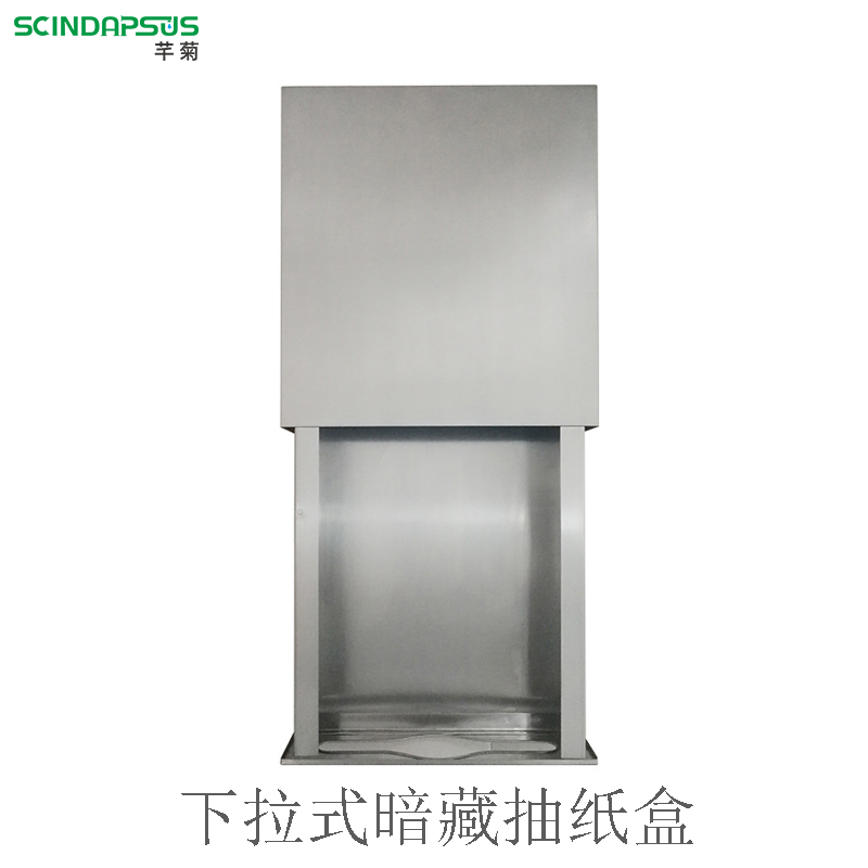 Stainless steel multifunctional mirror cabinet with concealed hand purifier embedded in an integrated slide rail mirror for hand washing, paper drawing, and hand drying