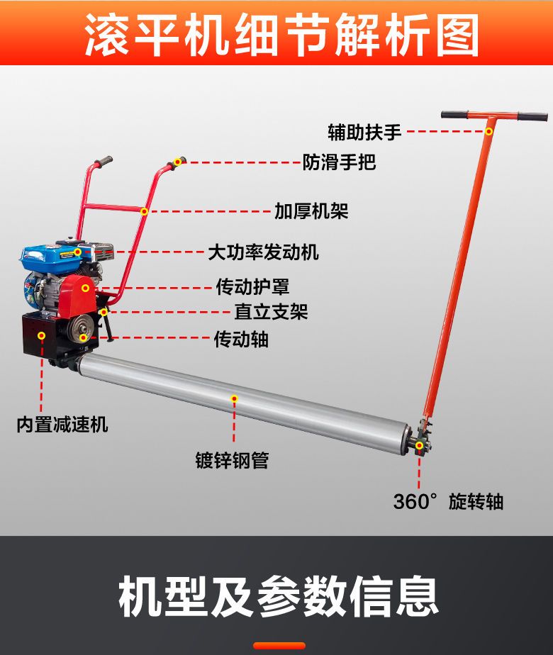 Concrete rolling machine, cement road paver, permeable road surface polishing, single roller leveling machine, vibration rolling