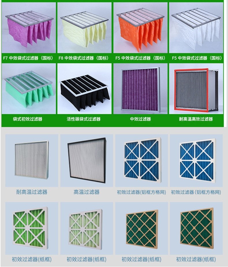 Aluminum alloy frame, medium efficiency bag filter, air bag filter element, central air conditioning filter bag