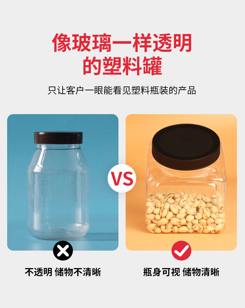 Fukang Transparent Food Grade Pet White Wide Mouth High Grade Oblique Shoulder Shaped Plastic Bottle Plastic Container Can