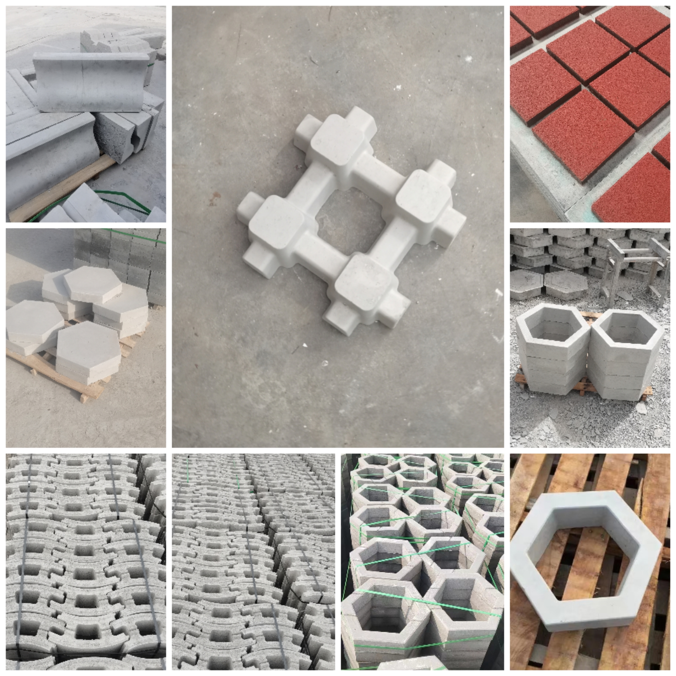 Hexagonal slope protection brick module brick well, splayed grass planting brick, tactile paving brick, tree enclosure, stone well cover