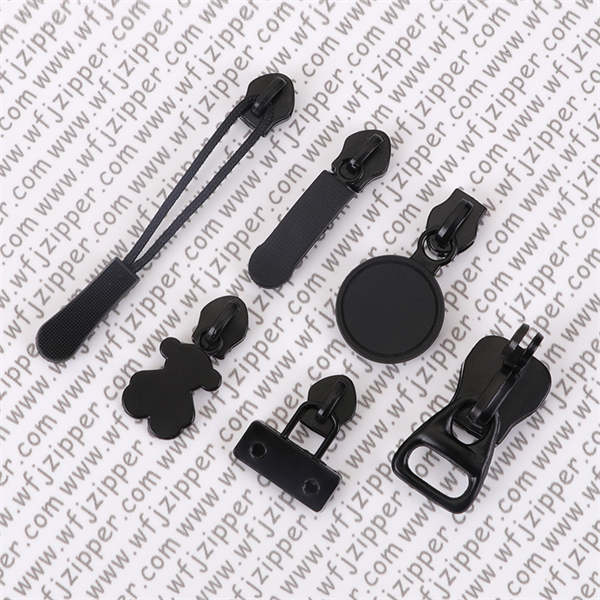 Wholesale No. 3 and No. 5 nylon resin zipper heads, black and white color home textile bedding boxes, round hole pull sheets, plastic pull heads