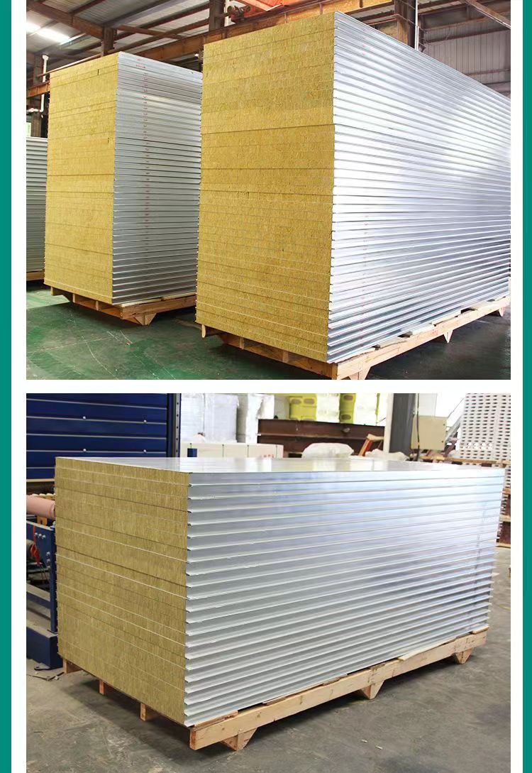 Hongsheng customized color steel sandwich panel for exterior wall insulation, rock wool board, glass rock wool composite board, supporting high strength