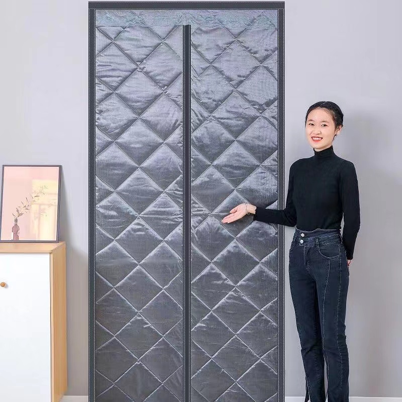 Winter cotton door curtains with full magnetic strip thickening, wind and cold resistant, customized warmth insulation, self adhesive, non perforated Velcro for windows