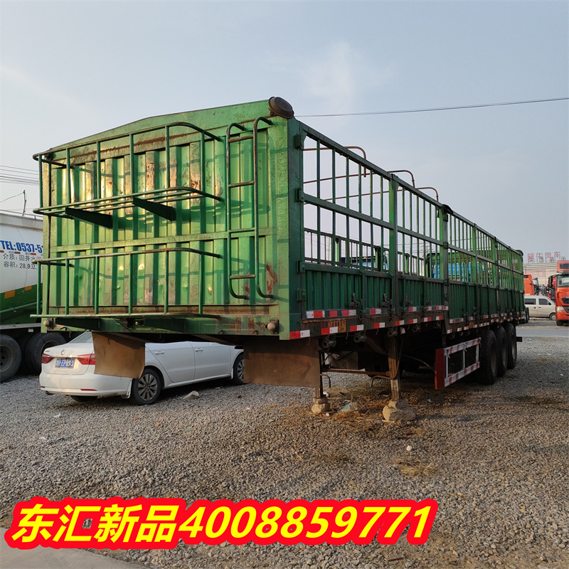 Purchase and sales of 13 meter 18 high warehouse railing semi trailer 11 meter 60 side flip semi trailer for export second-hand trailer