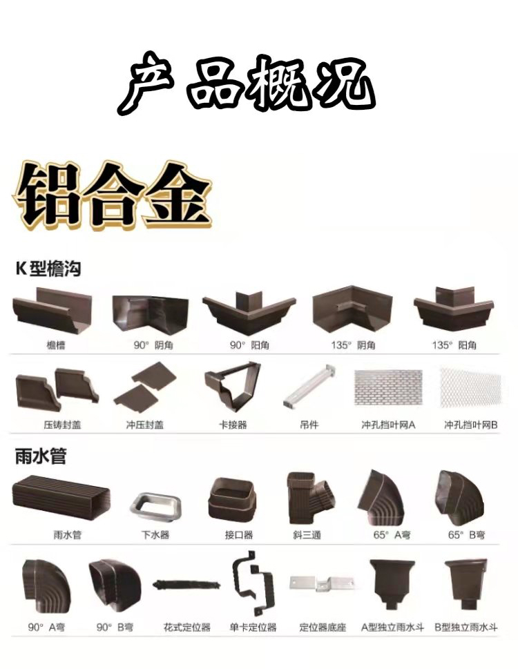 Aluminum drainage ditch, aluminum alloy material, roof eaves, decorative drainage board, Yeyu metal