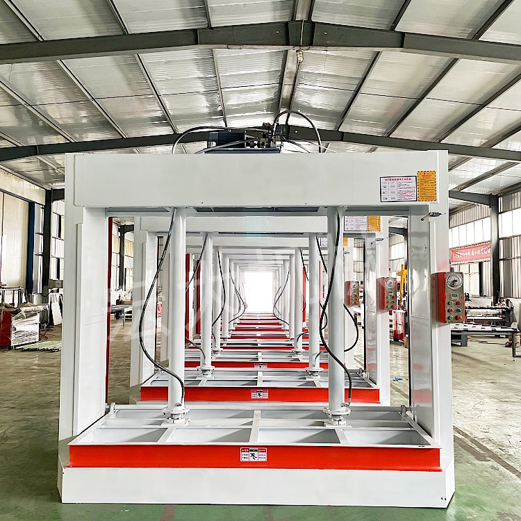 Hydraulic cold press machine for building formwork, furniture factory equipped with glue coating machine, woodworking press machine comes with pressure limit reminder