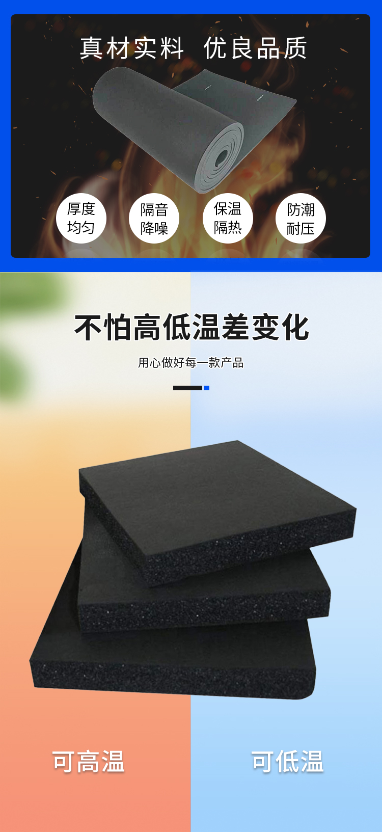 Thermal insulation cotton, high temperature resistant, adhesive backed, self-adhesive, soundproof, rubber and plastic insulation cotton, solar roof insulation, aluminum foil, rubber and plastic board