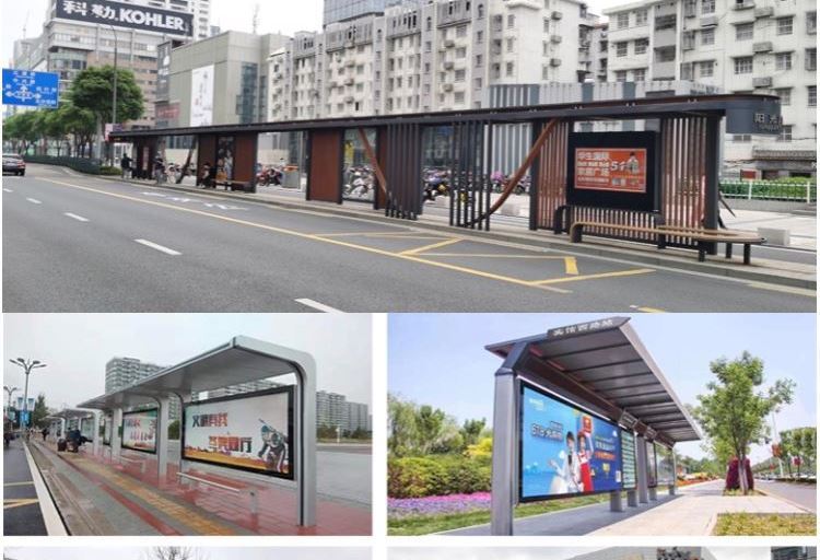 2023 New Bus Shelter Professional Manufacturer Directly Supplied Stainless Steel Antique Bus Stop Electronic Station Signage