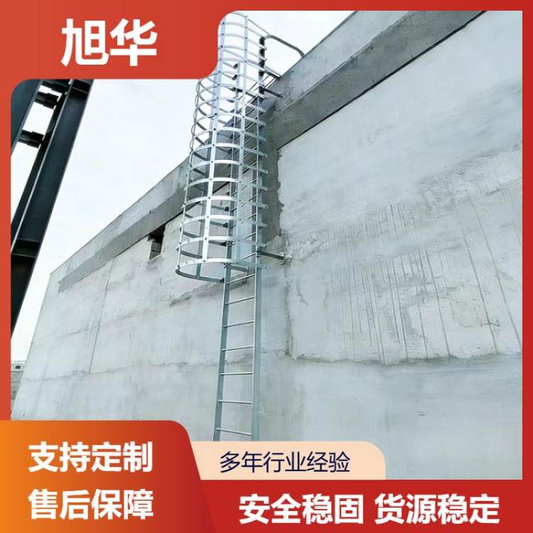 厂房外墙检修安全梯 市政泵站立式防坠落护笼钢制爬梯 旭华