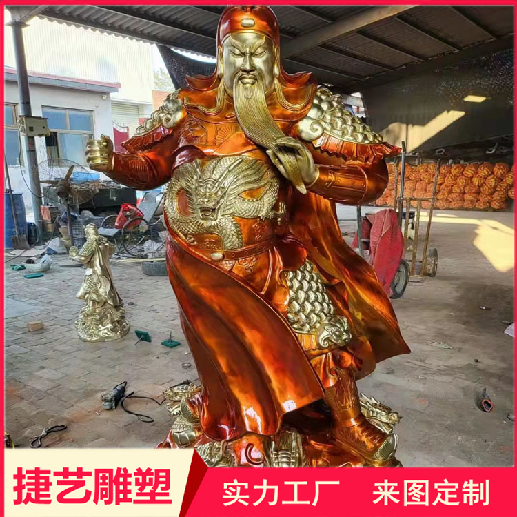 Imitation copper casting, copper inlaid with gold, Wu Caishen casting, Jie Yi sculpture, Guan Gong Caishen statue, Buddha statue, decoration