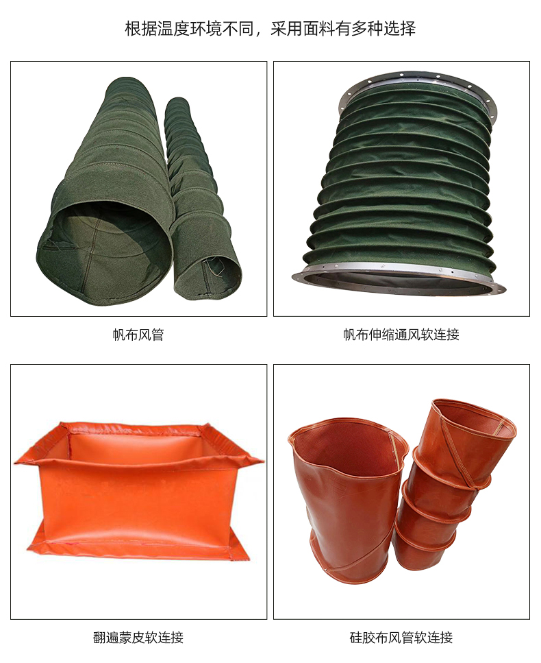 Customized fireproof soft joints for canvas air ducts with large conveying capacity, short construction period, and precise steel wire support