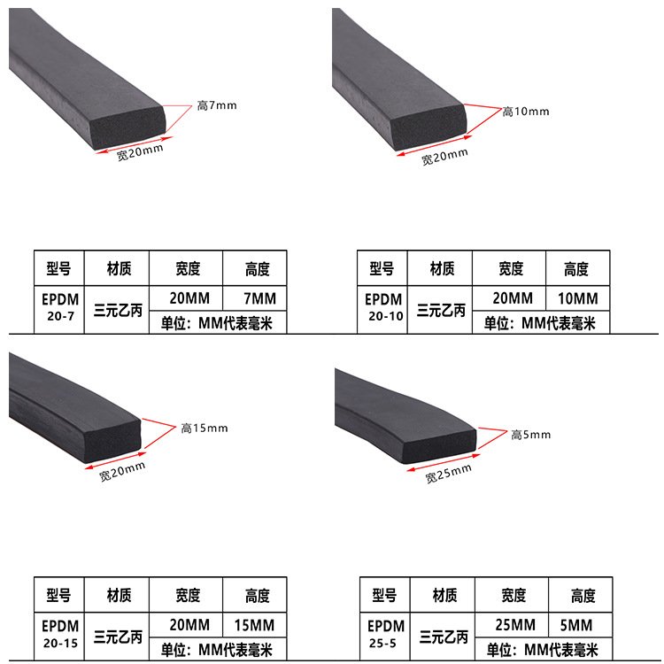 EPDM foam flat sealing strip, self-adhesive foam strip, sponge strip, ship waterproof and anti-collision strip