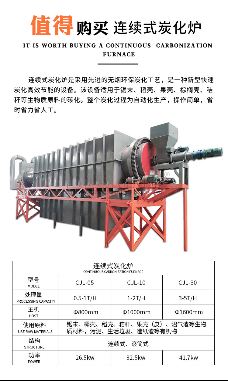 Xinlianda Continuous Branch and Miscellaneous Wood Carbonization Furnace New Coconut Shell Drum Carbonization Furnace for High Temperature Calcination