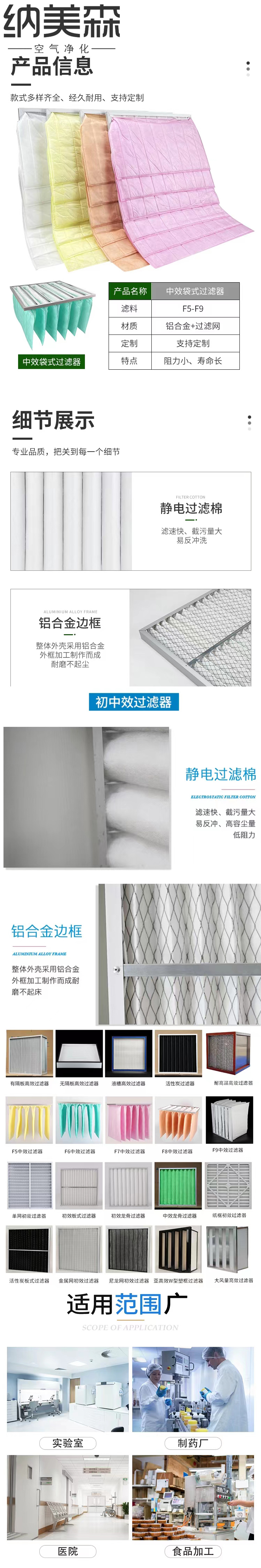 High efficiency filter H13 plate type dust-free workshop H14 double-sided protective mesh air supply outlet