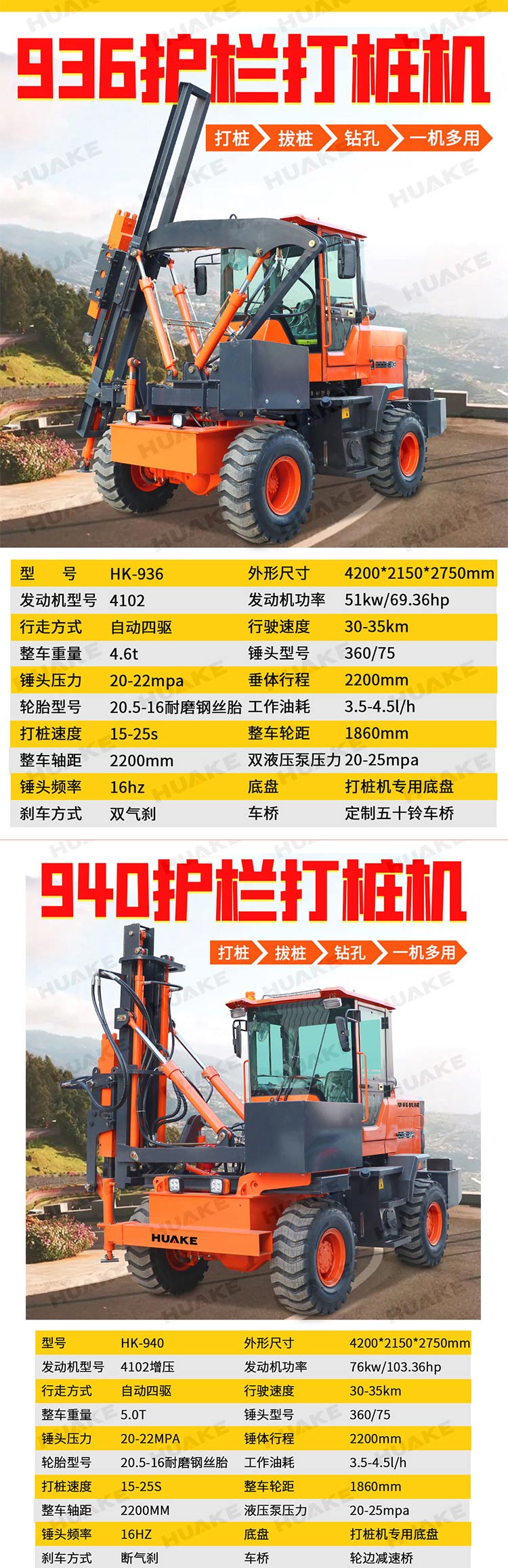 Guardrail board Pile driver highway diesel hammer pile extractor driving, pulling, drilling and drilling integrated pile pressing construction project