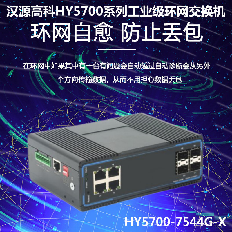 Hanyuan Gaoke Gigabit 8-port Industrial Ethernet switch 4-optical 4-electric ring network management DIN rail wide temperature