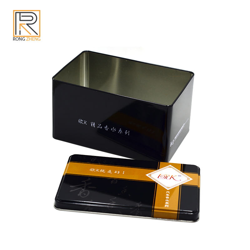 Tinplate rectangular button bottom can perfume cosmetics packaging iron box tea biscuit candy tin packaging