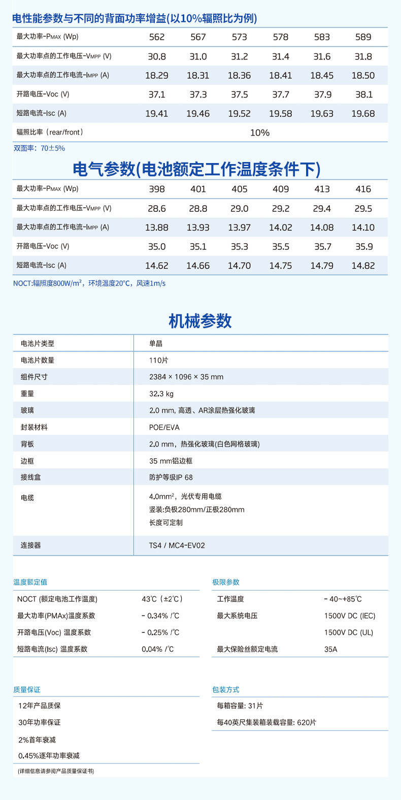 550W solar panel with multiple main grids, single crystal solar panel, double glass module photovoltaic panel